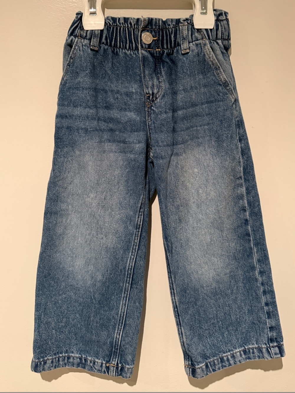 H&M Kids Wide Leg Denim Jeans Medium Wash Elastic Waist (4T)